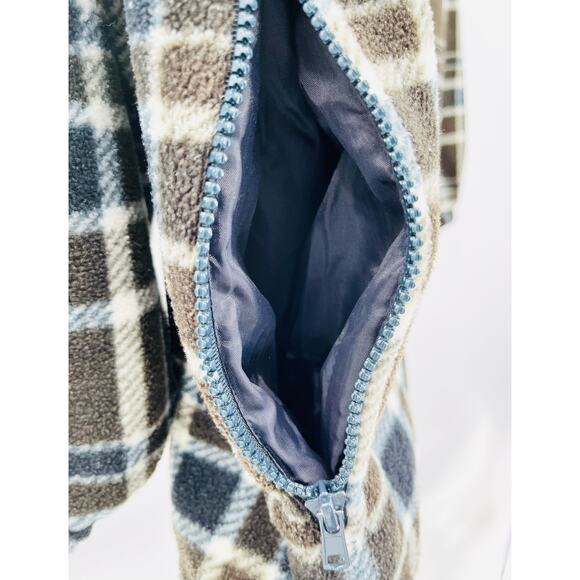 Fieldmaster Brown Plaid Flannel Fleece Quarter Zip Pullover Men's Size Large - Picture 8 of 8